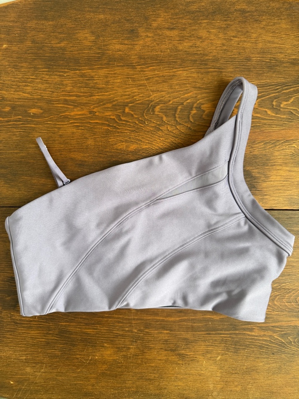 EUC Peloton One Shoulder Endurance Light Ash Purple Bra L